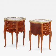 Pair of French Louis XV Style Marble Top Nightstands or End Tables C 1950 - 4653107