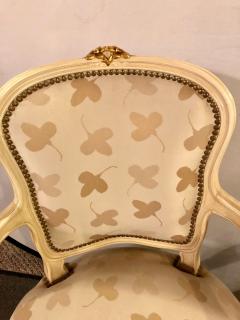 Pair of French Louis XV Style Parcel Gilt and Paint Decorated Bergere Chairs - 2998399