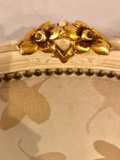 Pair of French Louis XV Style Parcel Gilt and Paint Decorated Bergere Chairs - 2998401