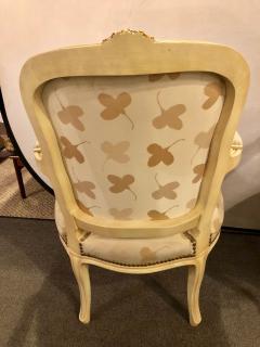 Pair of French Louis XV Style Parcel Gilt and Paint Decorated Bergere Chairs - 2998403