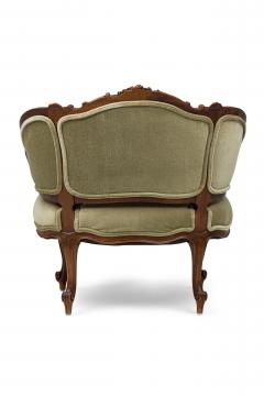 Pair of French Louis XV Style Walnut Lowback Armchair - 4169661