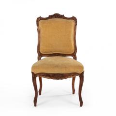 Pair of French Louis XV Velvet Walnut Side Chairs - 4665875
