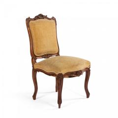 Pair of French Louis XV Velvet Walnut Side Chairs - 4665876