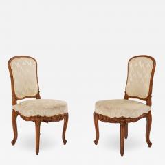 Pair of French Louis XV Walnut Side Chairs - 1421169