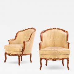 Pair of French Louis XV style Bergere Chairs C 1940  - 4602309