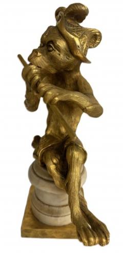 Pair of French Louis XV style gilt bronze monkeys playing musical instruments o - 4652196