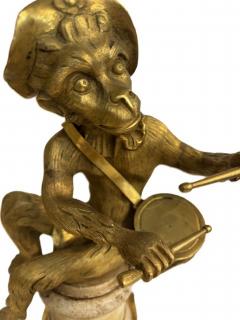 Pair of French Louis XV style gilt bronze monkeys playing musical instruments o - 4652199