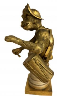 Pair of French Louis XV style gilt bronze monkeys playing musical instruments o - 4652200