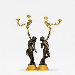 Pair of French Louis XVI Bronze Figural Candelabras - 4263273