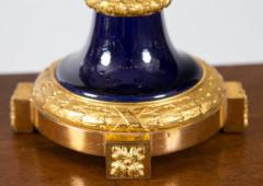 Pair of French Louis XVI Cobalt Blue Porcelain and Ormolu Candelabra Lamps - 362593