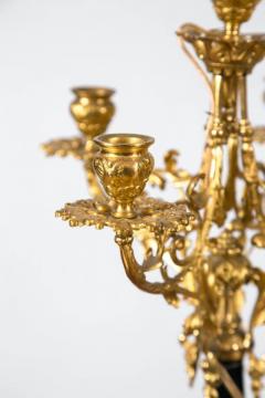 Pair of French Louis XVI Cobalt Blue Porcelain and Ormolu Candelabra Lamps - 362594
