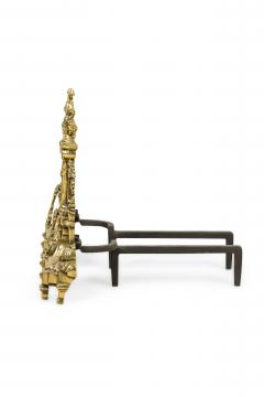 Pair of French Louis XVI Flame Lyre Andirons - 4517574