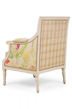 Pair of French Louis XVI Floral Upholstered Bergere Armchairs - 4169666