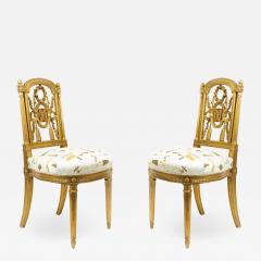 Pair of French Louis XVI Gilt Side Chairs - 1421395