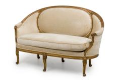 Pair of French Louis XVI Giltwood Beige Upholstered Canapes Settees - 4169291