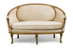 Pair of French Louis XVI Giltwood Beige Upholstered Canapes Settees - 4169292