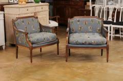 Pair of French Louis XVI Period 1790s Berg re Marquise Chairs with Upholstery - 3521451