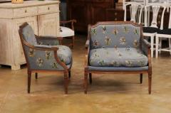 Pair of French Louis XVI Period 1790s Berg re Marquise Chairs with Upholstery - 3521460