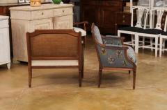 Pair of French Louis XVI Period 1790s Berg re Marquise Chairs with Upholstery - 3521526