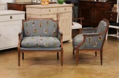 Pair of French Louis XVI Period 1790s Berg re Marquise Chairs with Upholstery - 3521614