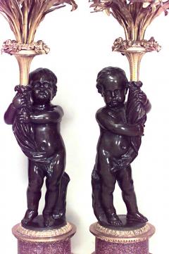 Pair of French Louis XVI Style Bronze Cupid Candelabras - 4200590