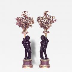 Pair of French Louis XVI Style Bronze Cupid Candelabras - 4263155
