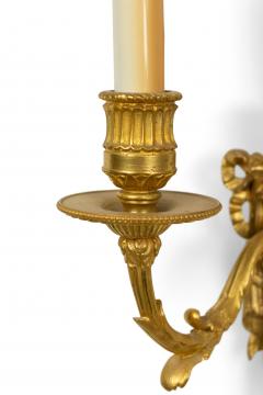 Pair of French Louis XVI Style Bronze Dore Bow Knot Wall Sconces - 1398369