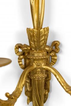 Pair of French Louis XVI Style Bronze Dore Bow Knot Wall Sconces - 1398370