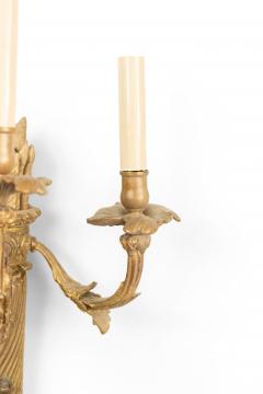 Pair of French Louis XVI Style Bronze Dore Torch Wall Sconces - 1398531