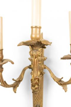 Pair of French Louis XVI Style Bronze Dore Torch Wall Sconces - 4650508