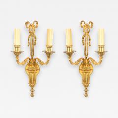 Pair of French Louis XVI Style Bronze Dore Wall Sconces - 1403076