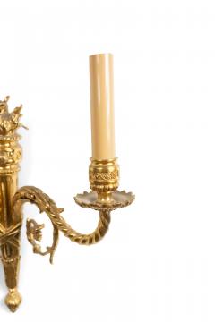 Pair of French Louis XVI Style Bronze Dore Wall Sconces - 1398486