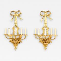 Pair of French Louis XVI Style Bronze Dore Wall Sconces - 1403193