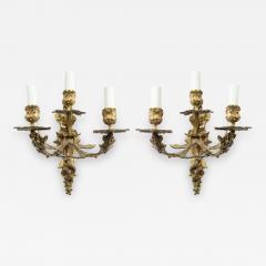 Pair of French Louis XVI Style Bronze Dore Wall Sconces - 1403195