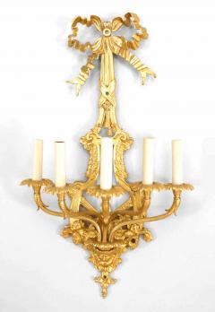 Pair of French Louis XVI Style Bronze Dore Wall Sconces - 4631063