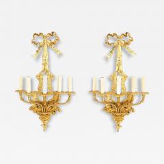 Pair of French Louis XVI Style Bronze Dore Wall Sconces - 4646605