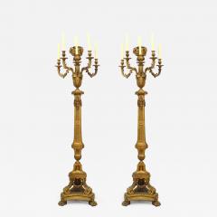 Pair of French Louis XVI Style Bronze Floor Torchieres - 4211669