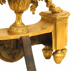 Pair of French Louis XVI Style Bronze Urn Andirons - 4201067
