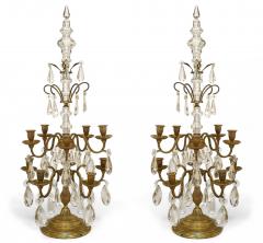 Pair of French Louis XVI Style Bronze and Crystal Candelabras - 4642214