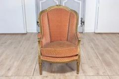 Pair of French Louis XVI Style Gilded Wood Berg res Chairs with Carved D cor - 3729956