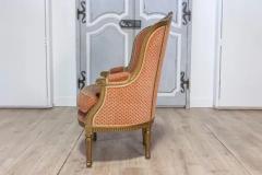 Pair of French Louis XVI Style Gilded Wood Berg res Chairs with Carved D cor - 3729964