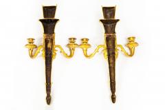 Pair of French Louis XVI Style Gilt Bronze Two Light Wall Sconces Candelabra - 4502442