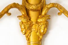 Pair of French Louis XVI Style Gilt Bronze Two Light Wall Sconces Candelabra - 4502444