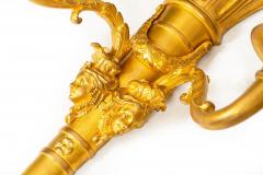 Pair of French Louis XVI Style Gilt Bronze Two Light Wall Sconces Candelabra - 4502448