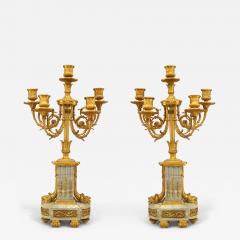 Pair of French Louis XVI Style Gilt Bronze and Marble Candelabras - 4260627