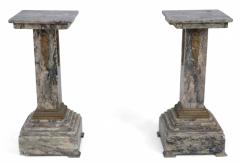 Pair of French Louis XVI Style Gray Marble and Bronze Display Pedestals - 2798142