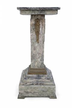 Pair of French Louis XVI Style Gray Marble and Bronze Display Pedestals - 2798144