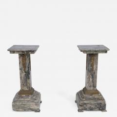 Pair of French Louis XVI Style Gray Marble and Bronze Display Pedestals - 2798903