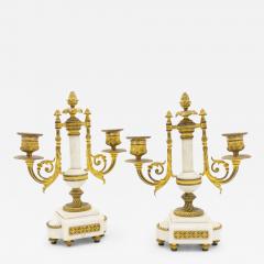Pair of French Louis XVI Style Marble and Bronze Candelabras - 4260711