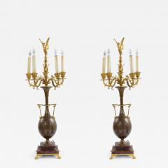 Pair of French Louis XVI Style Ormolu and Bronze Figural Candelabras - 4631996